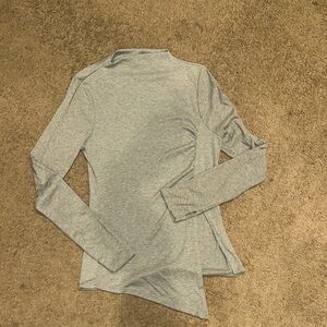 Gray Long Sleeve Side Slit Women's Top